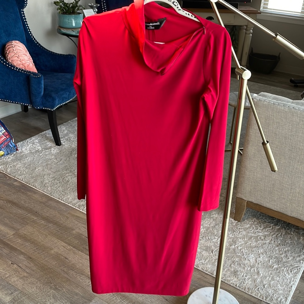 Norma Kamali Red Long Sleeve Midi Dress